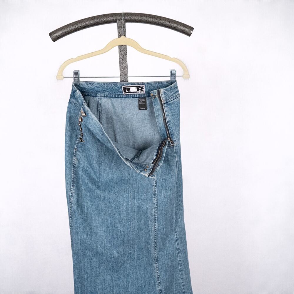 Vintage RAVE 4 REAL R4R Denim Maxi Skirt Juniors Size 9 Western Prairie 80s 90s - Picture 8 of 8